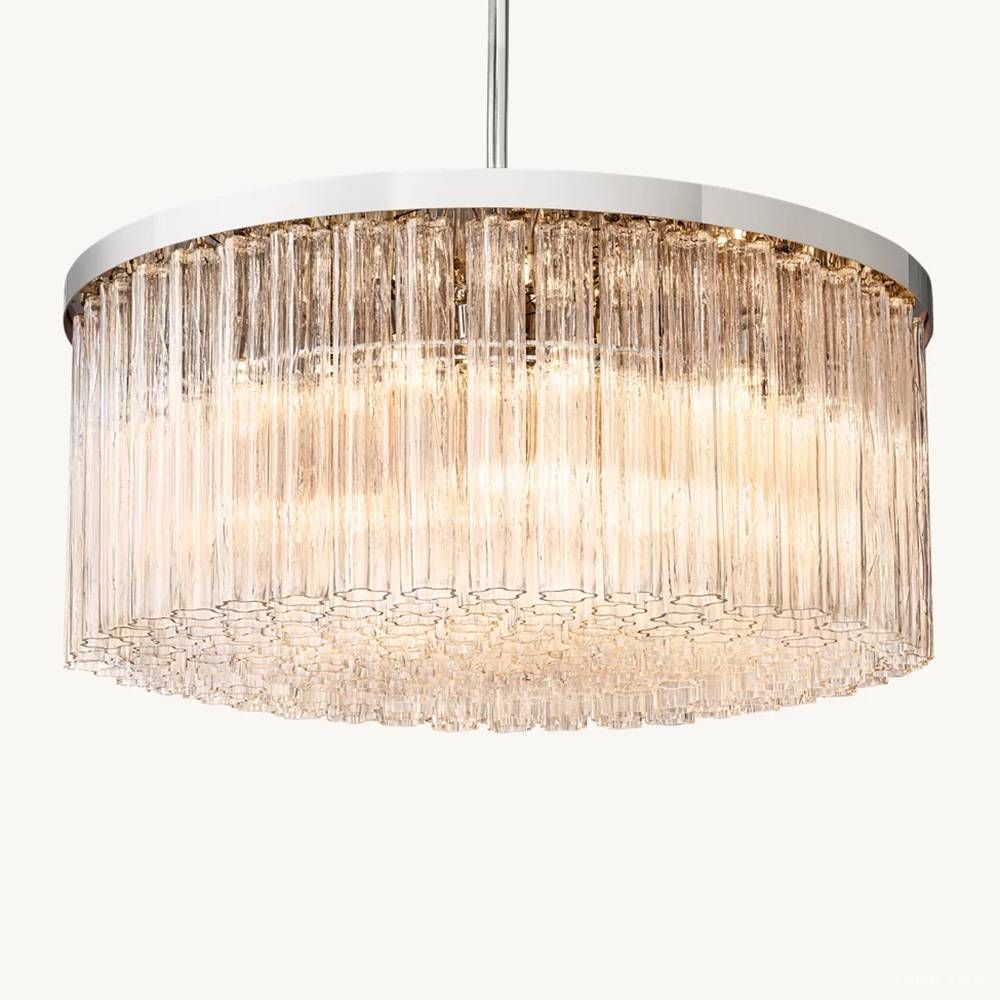 Cielo Ridged Glass Round Chandelier 48"