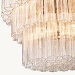 Cielo Ridged Glass Three-Tier Round Chandelier 36"