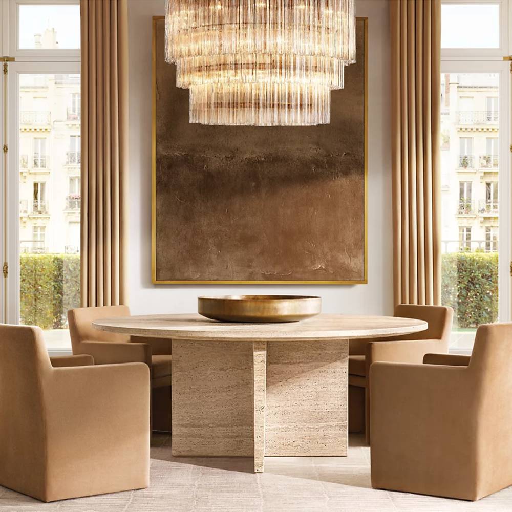 Cielo Ridged Glass Three-Tier Round Chandelier 36"