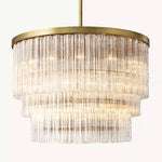 Cielo Ridged Glass Three-Tier Round Chandelier 48"