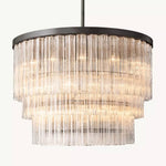 Cielo Ridged Glass Three-Tier Round Chandelier 48"