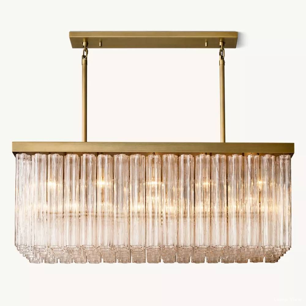 Cielo Ridged Glass Rectangle Chandelier 54"