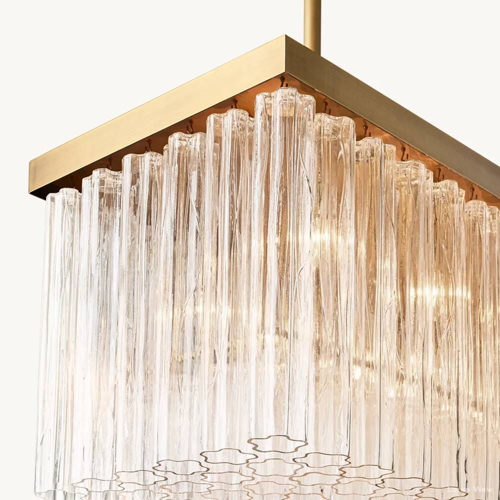 Cielo Ridged Glass Rectangle Chandelier 54"