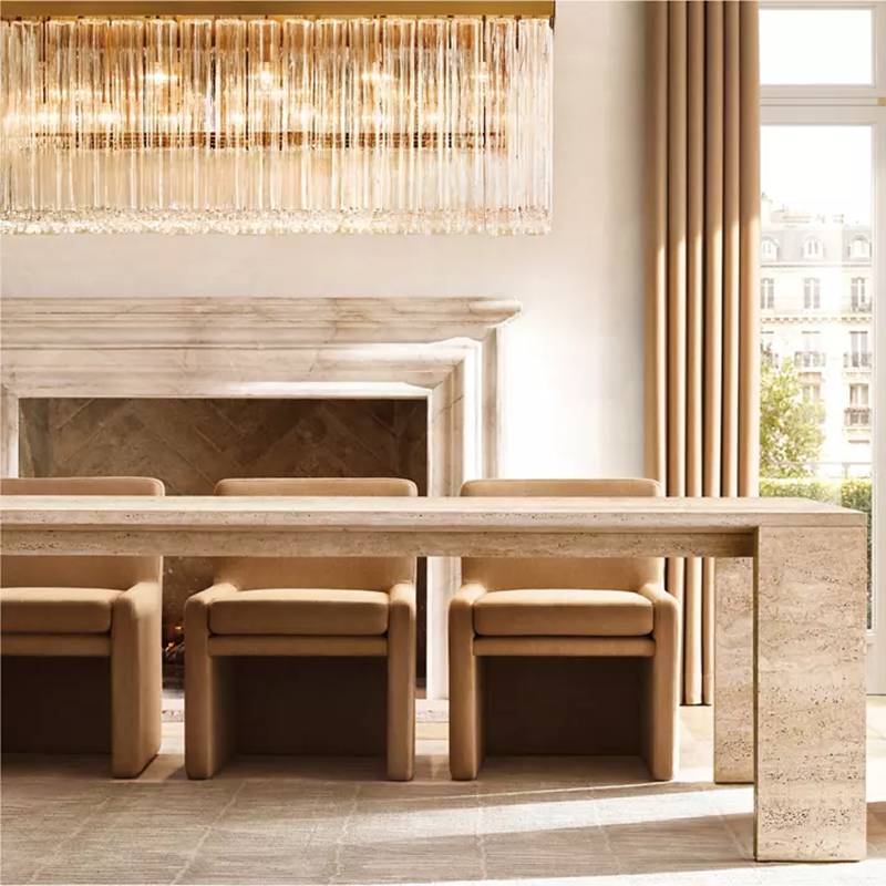 Cielo Ridged Glass Rectangle Chandelier 73"