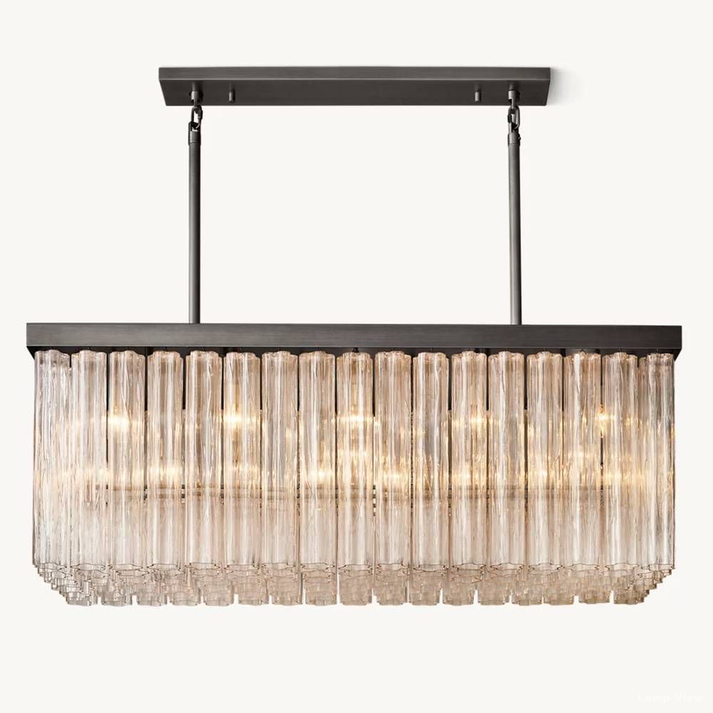 Cielo Ridged Glass Rectangle Chandelier 54"