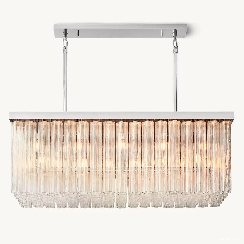 Cielo Ridged Glass Rectangle Chandelier 54"