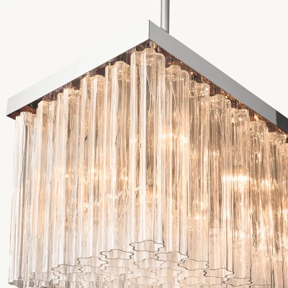 Cielo Ridged Glass Rectangle Chandelier 54"