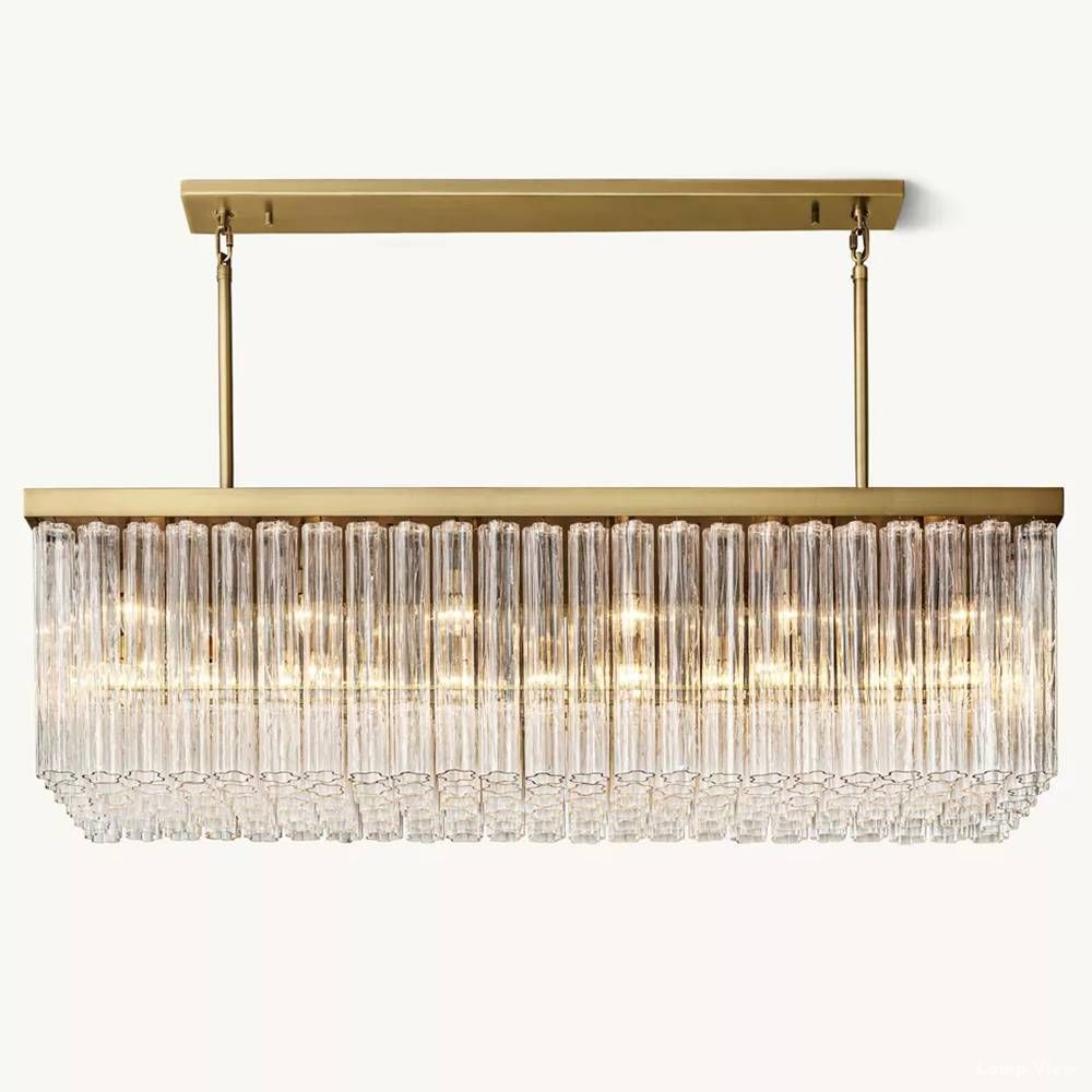 Cielo Ridged Glass Rectangle Chandelier 73"