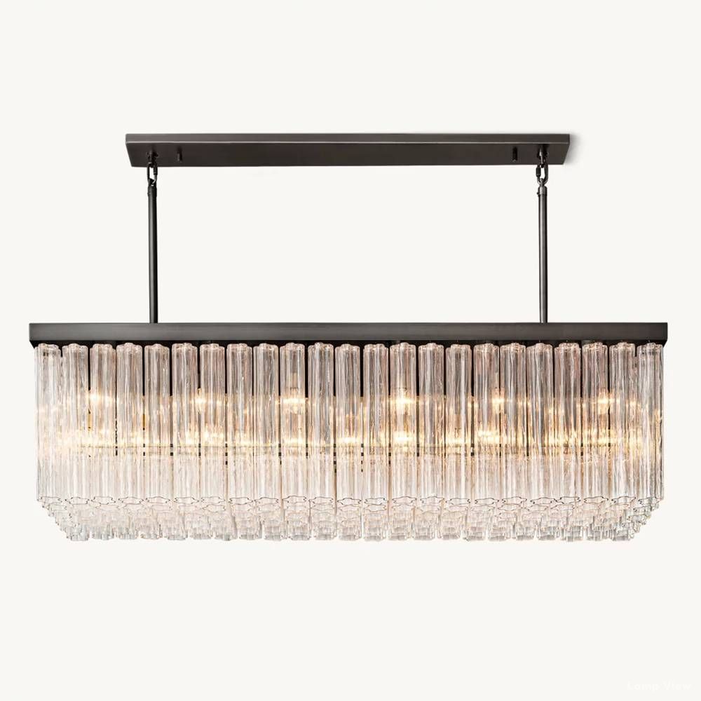 Cielo Ridged Glass Rectangle Chandelier 73"
