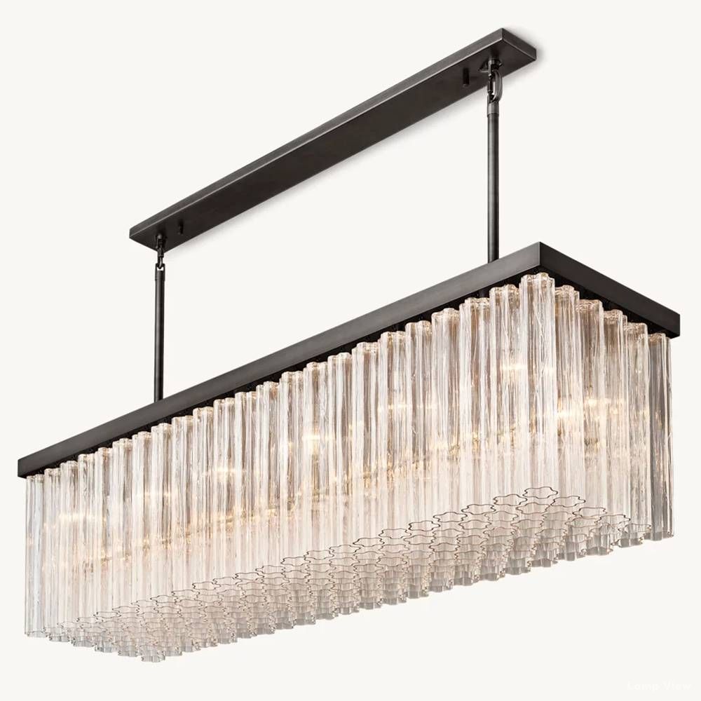 Cielo Ridged Glass Rectangle Chandelier 73"