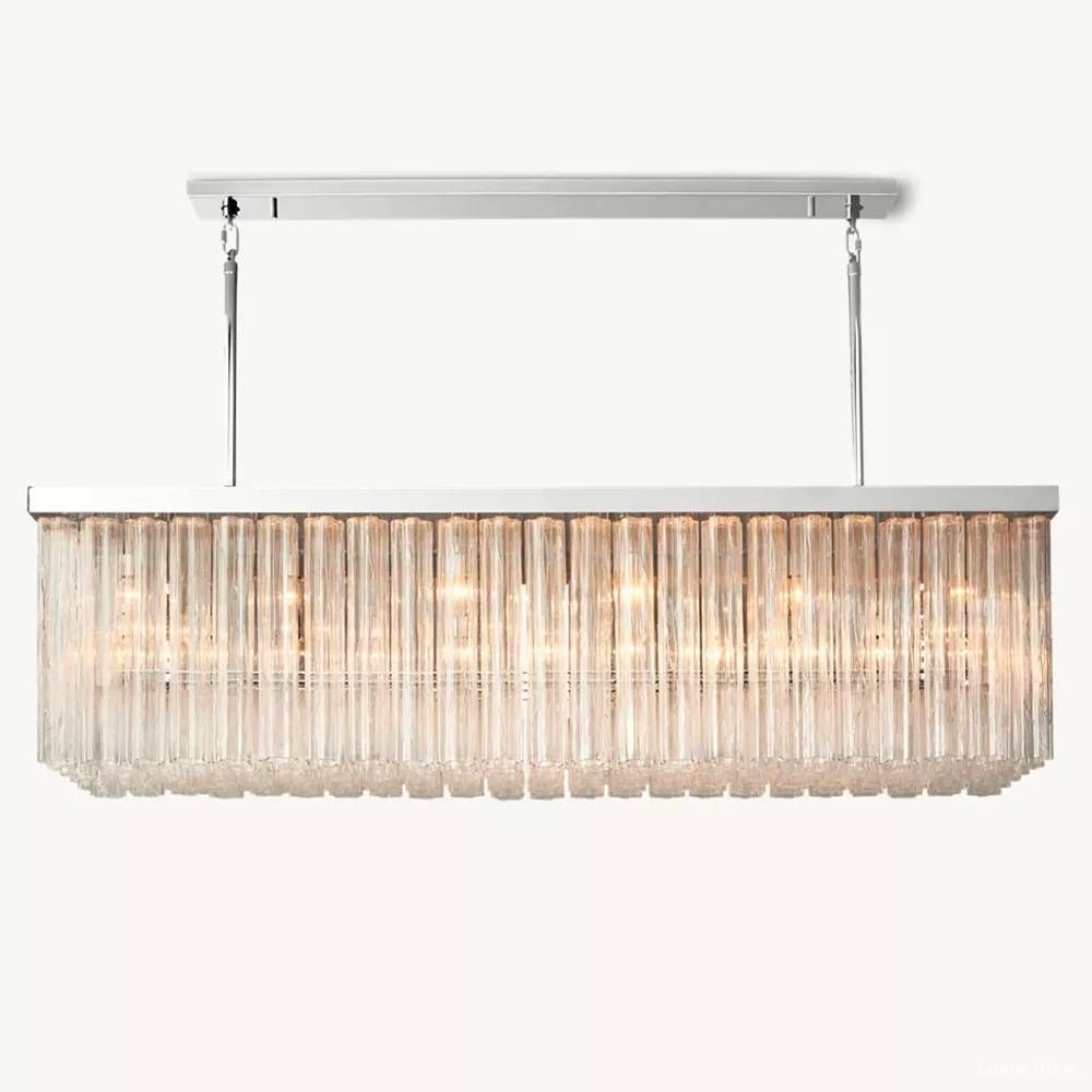 Cielo Ridged Glass Rectangle Chandelier 73"
