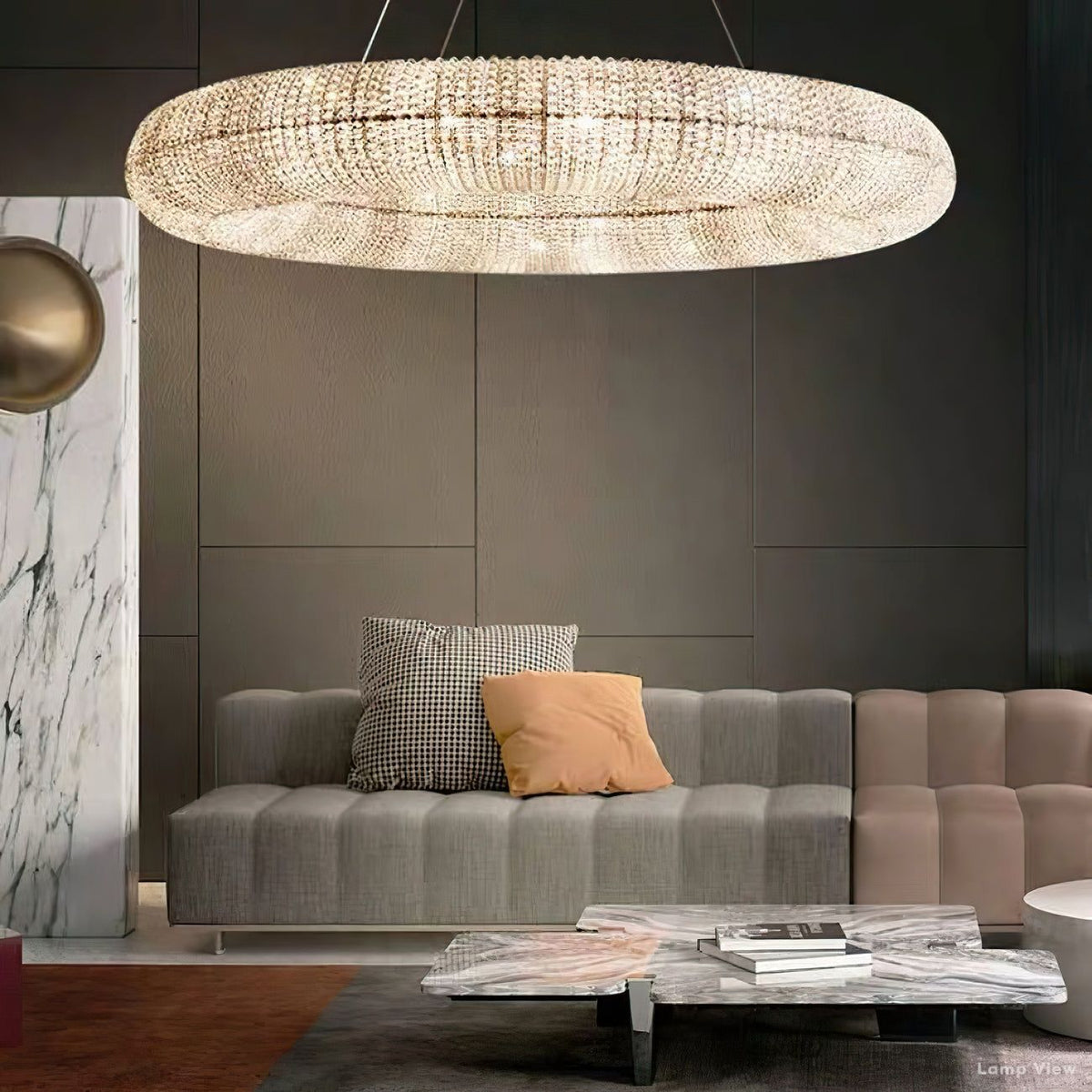 Halo Luminous Crystal Round Chandelier 59"