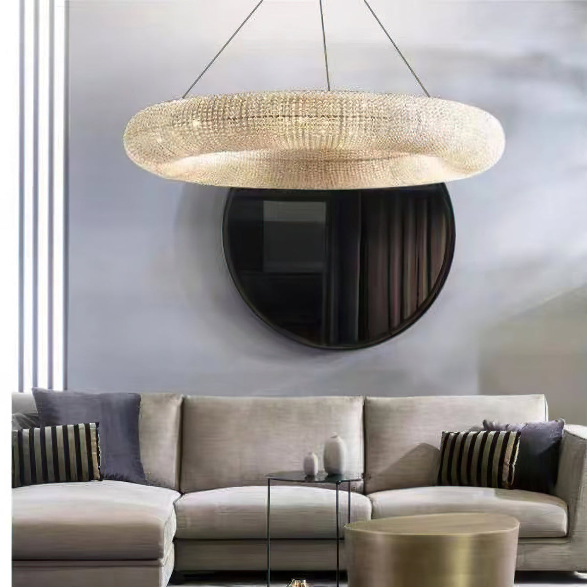 Halo Crystal Round Chandelier 72"