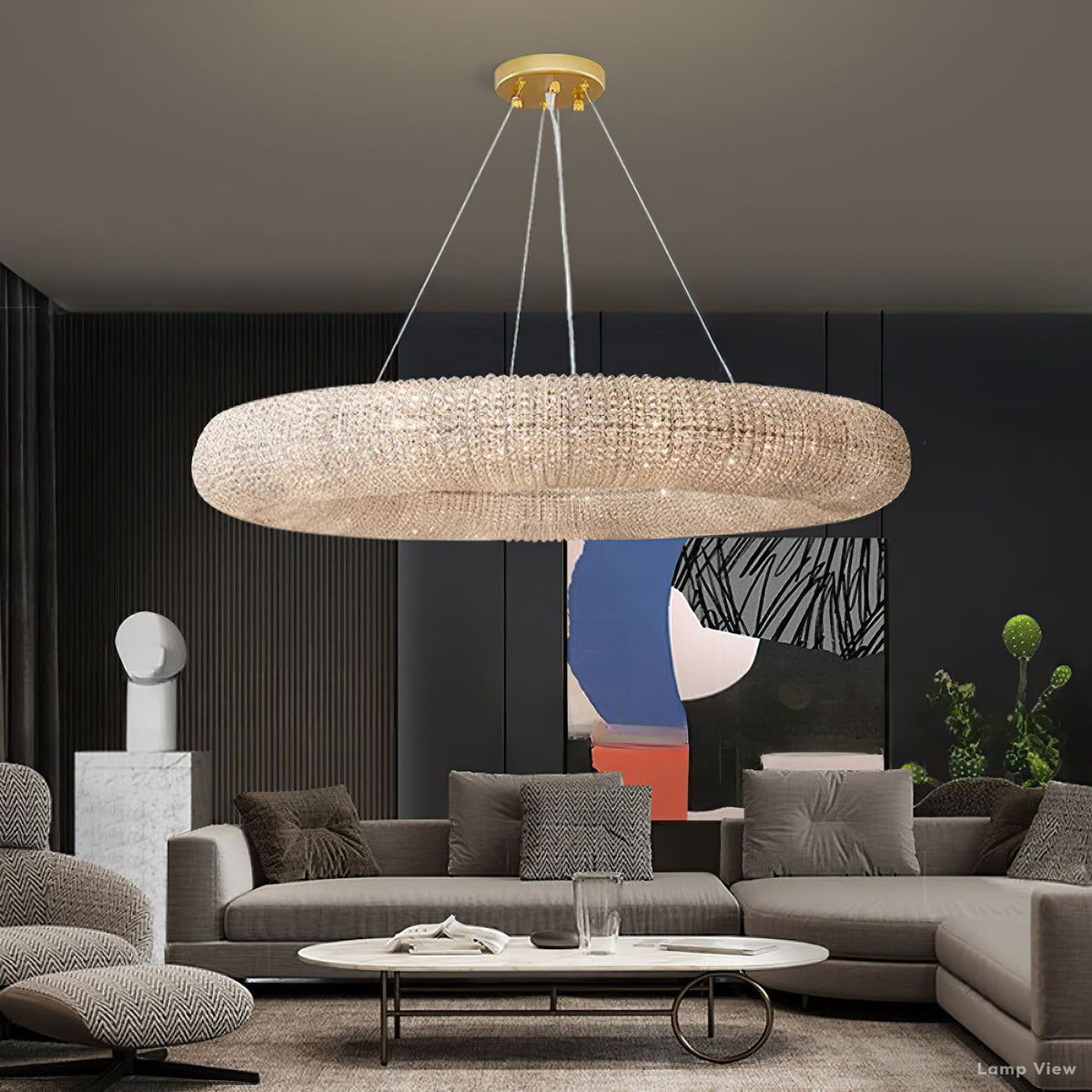 Halo Luminous Crystal Round Chandelier 41"