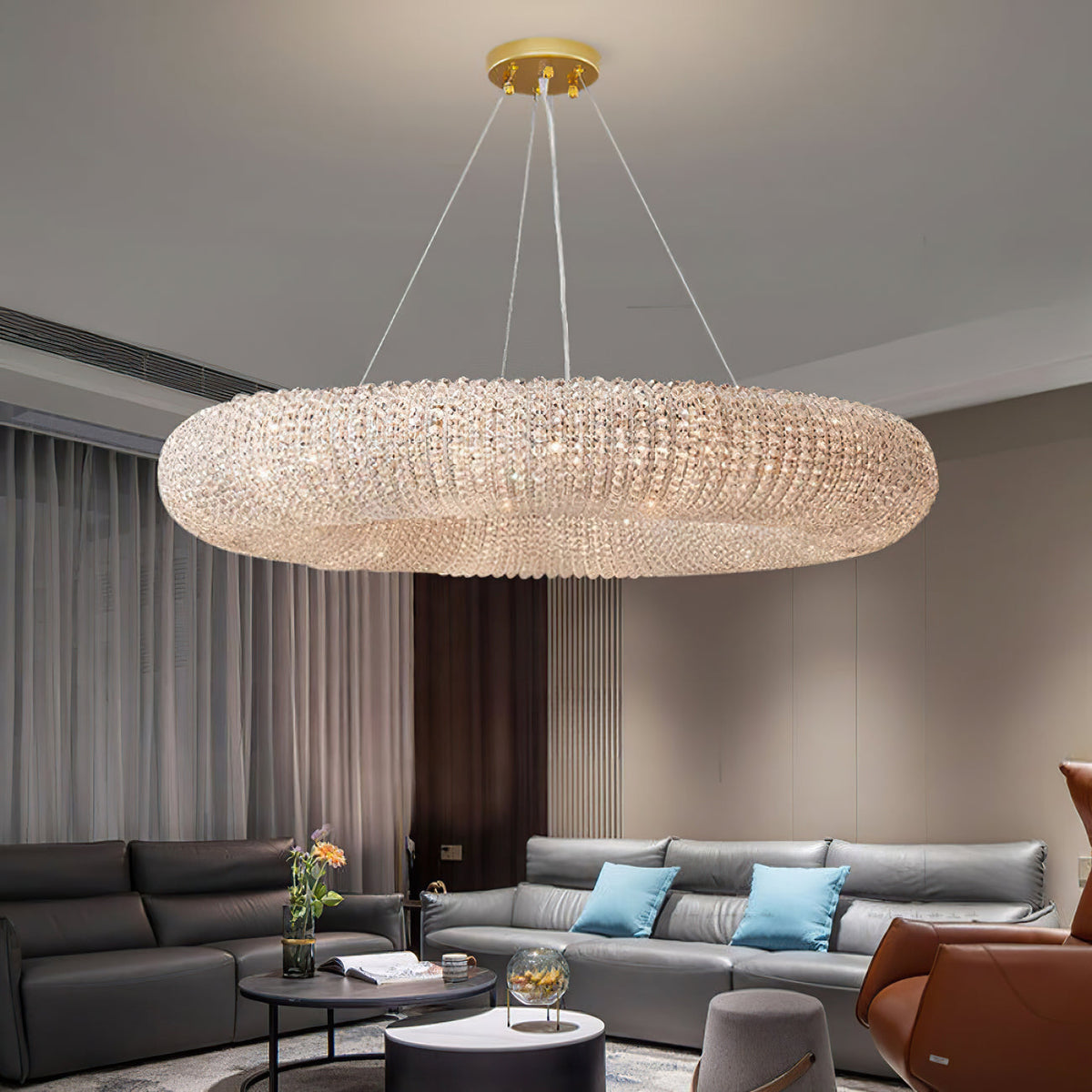 Halo Crystal Round Chandelier 72"