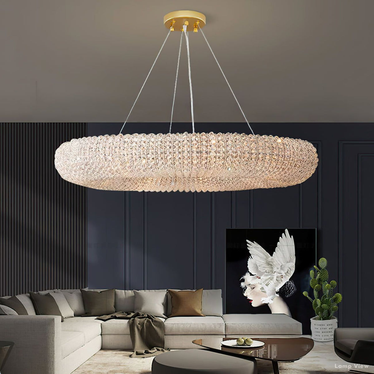 Halo Luminous Crystal Round Chandelier 41"