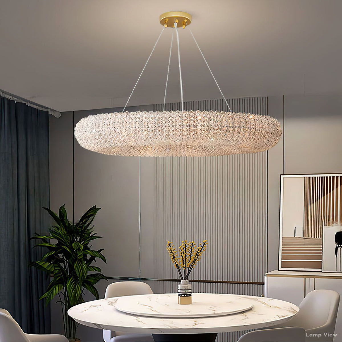 Halo Luminous Crystal Round Chandelier 72"