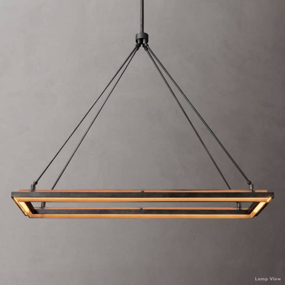 Peralta Forged Iron Rectangular Chandelier 48"