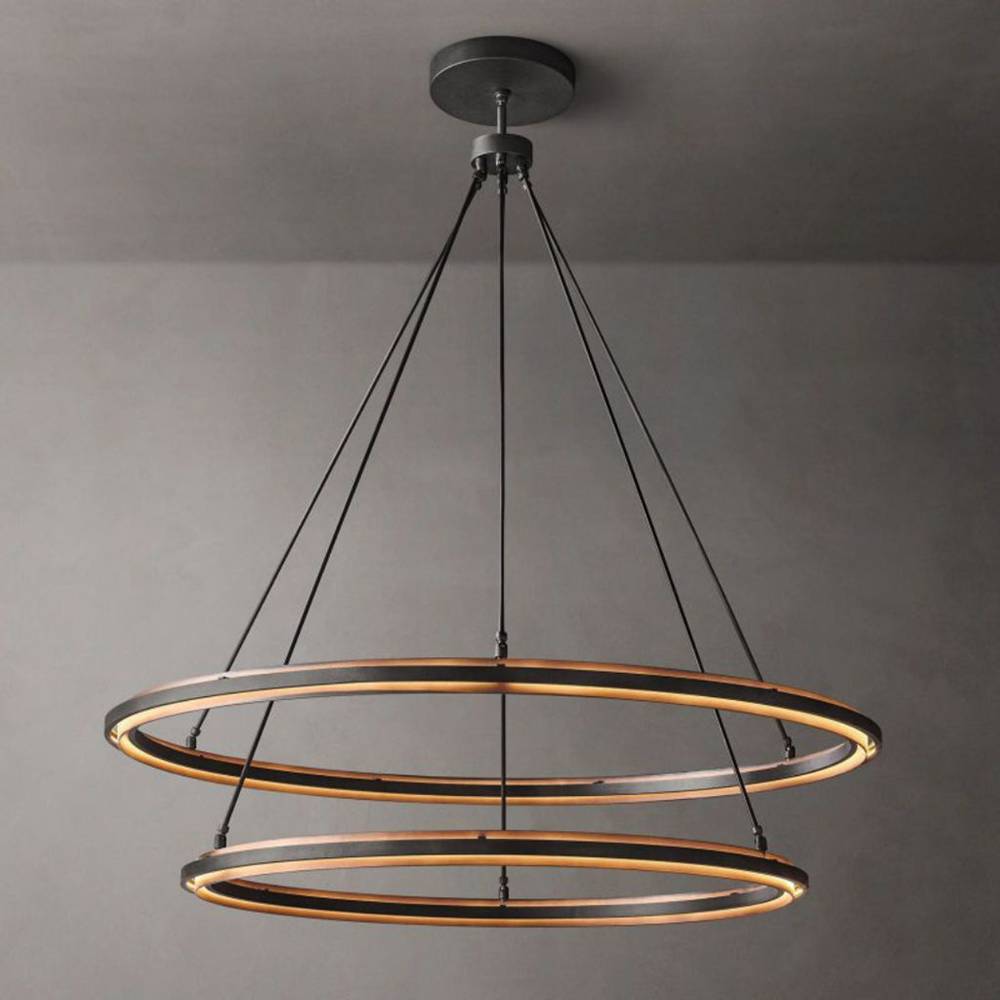 Peralta Forged Iron Two-Tier Round Chandelier 60"