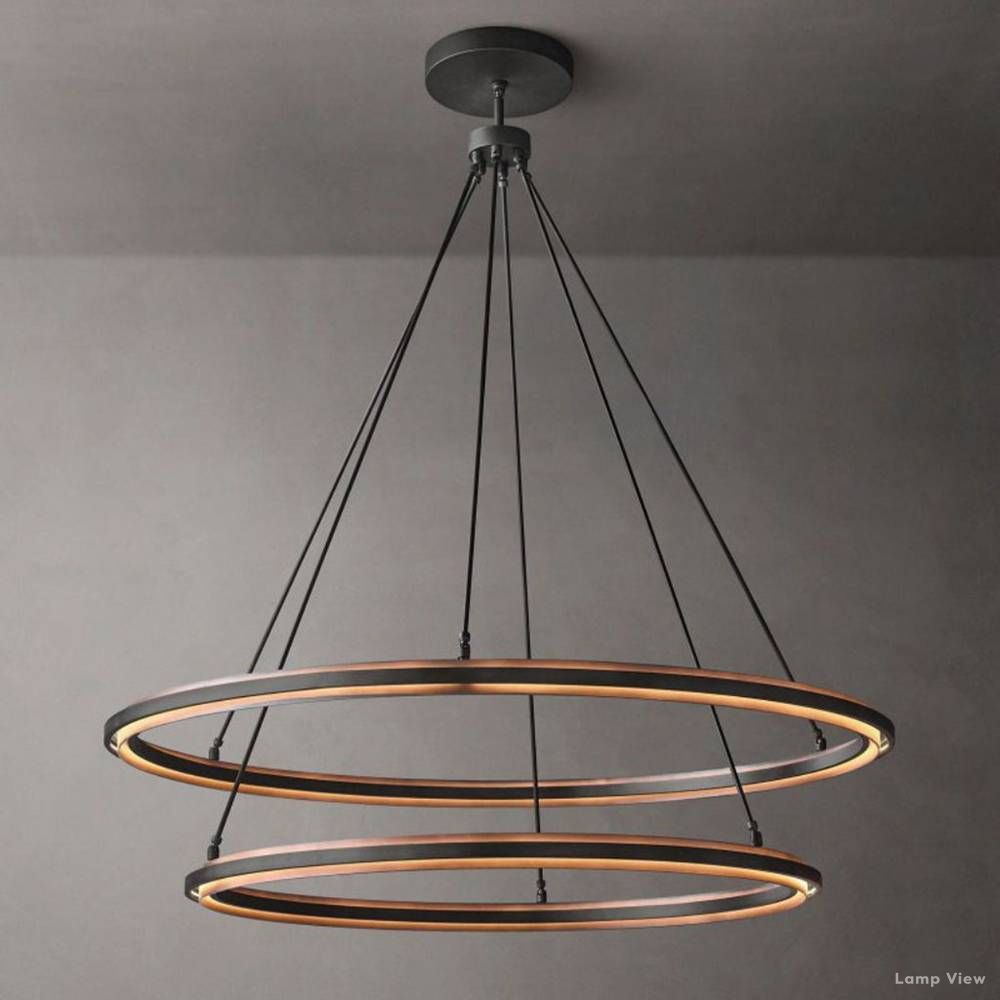 Peralta Forged Iron Two-Tier Round Chandelier 60"