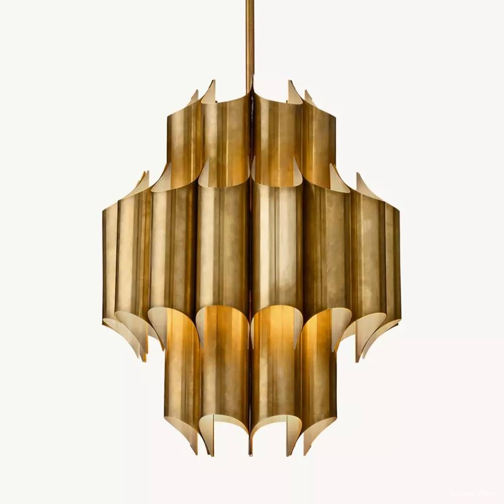 Cathedral Undulating Brass Round Chandelier 24"