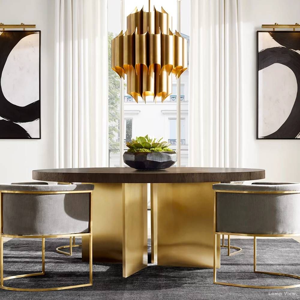 Cathedral Undulating Brass Round Chandelier 24"