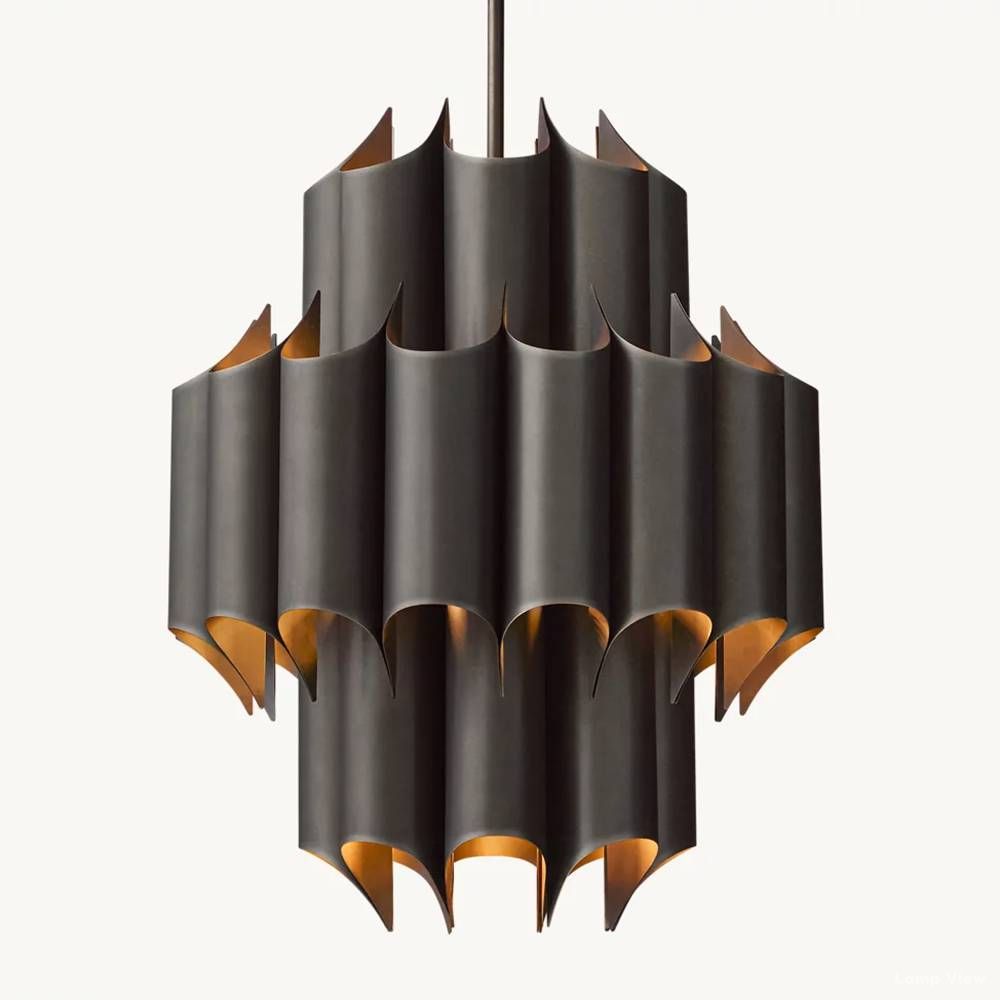 Cathedral Undulating Brass Round Chandelier 24"