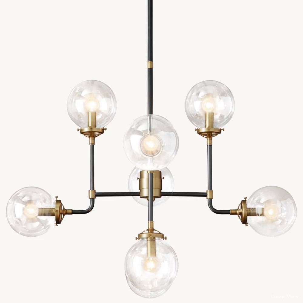 Bistro Node Globe Glass Chandelier 34"