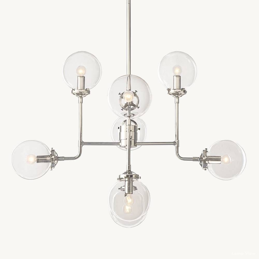 Bistro Node Globe Glass Chandelier 34"