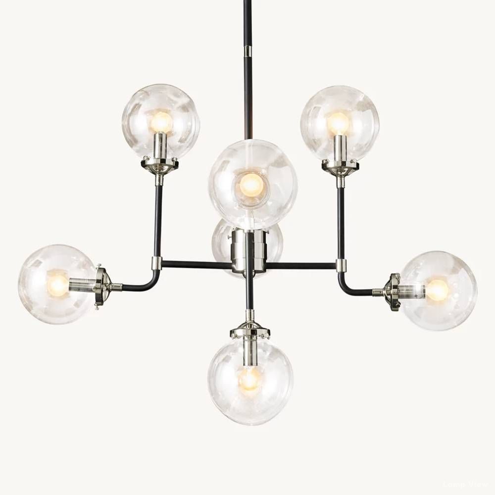 Bistro Node Globe Glass Chandelier 34"