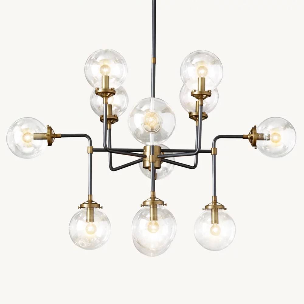 Bistro Node Globe Glass Chandelier 42"