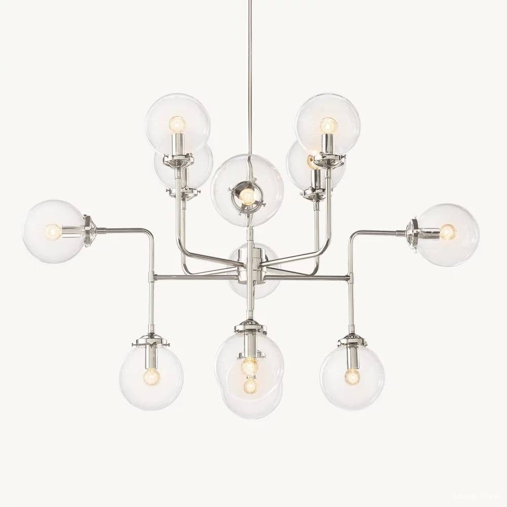 Bistro Node Globe Glass Chandelier 42"