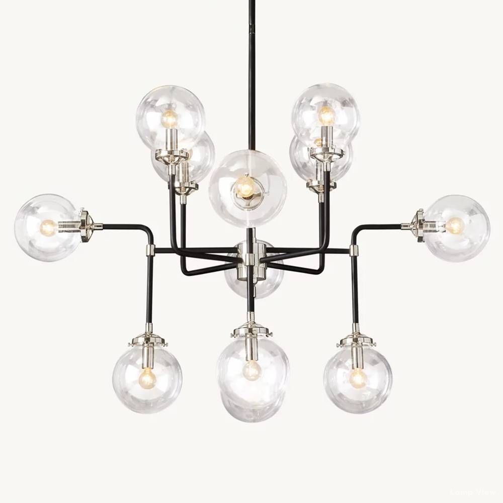 Bistro Node Globe Glass Chandelier 42"