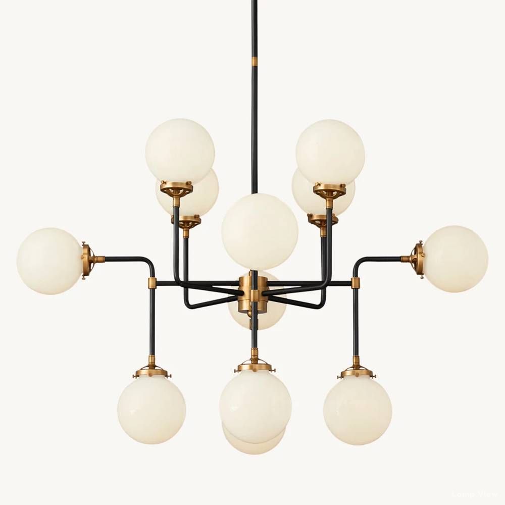 Bistro Node Globe Glass Chandelier 42"