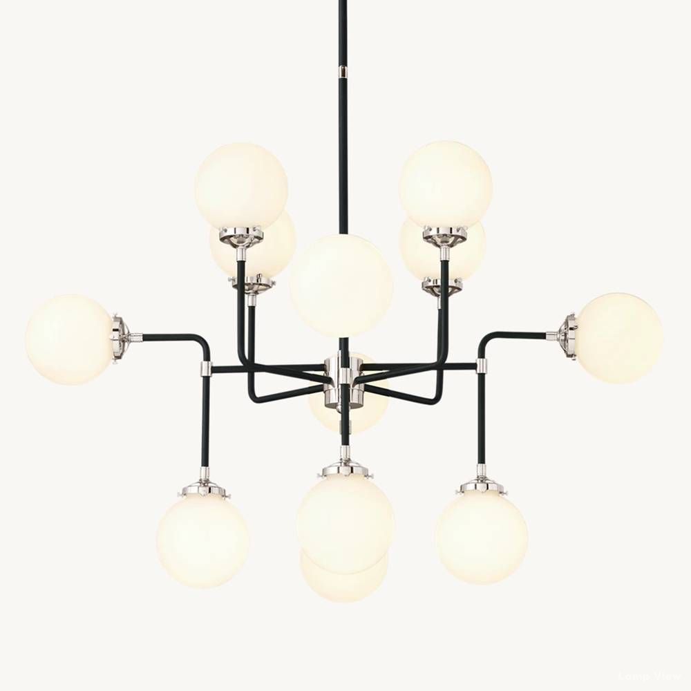 Bistro Node Globe Glass Chandelier 42"