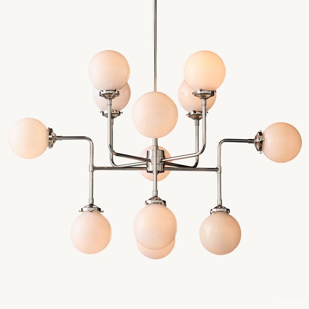 Bistro Node Globe Glass Chandelier 42"