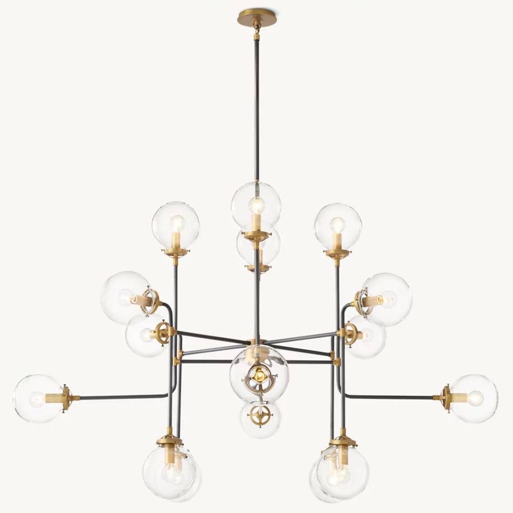 Bistro Node Globe Glass Chandelier 56"