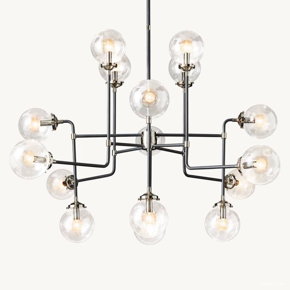 Bistro Node Globe Glass Chandelier 56"