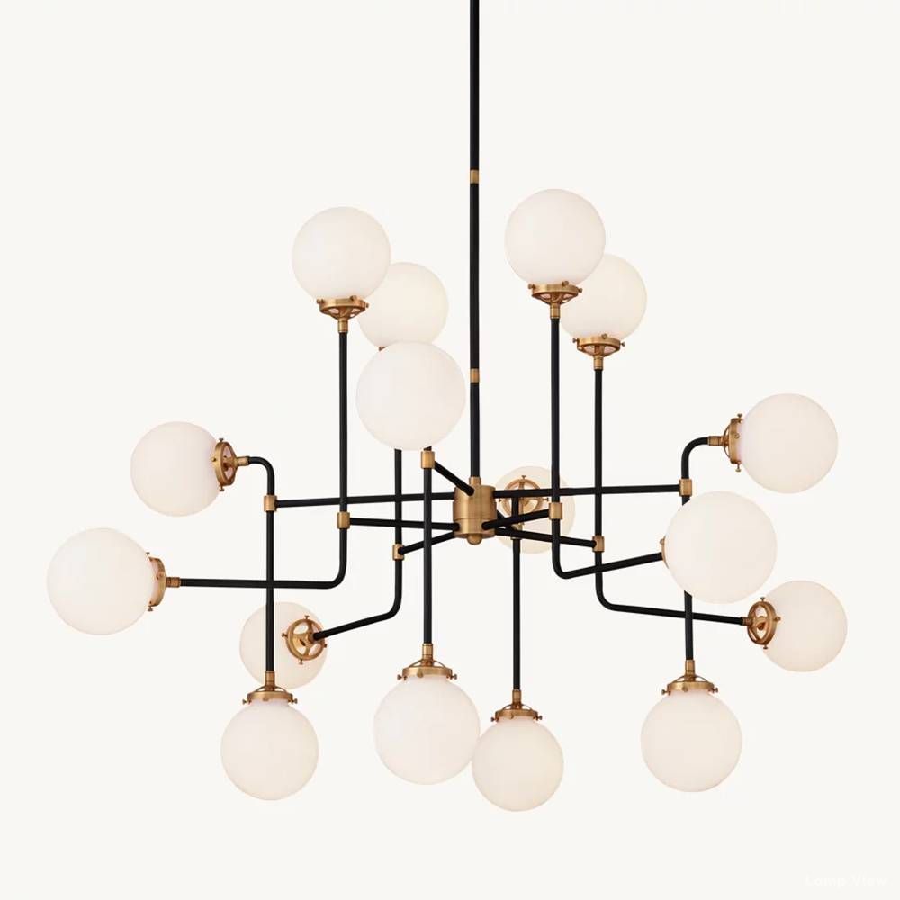 Bistro Node Globe Glass Chandelier 56"