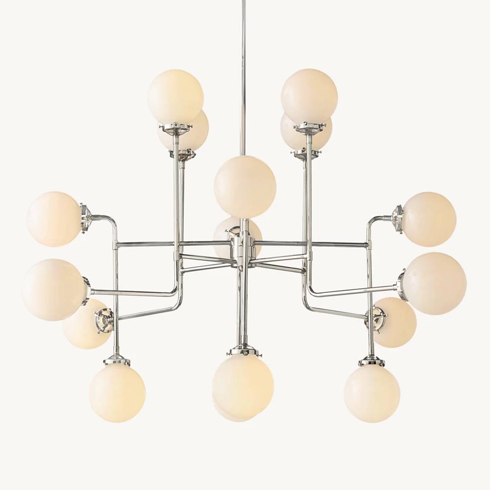 Bistro Node Globe Glass Chandelier 56"