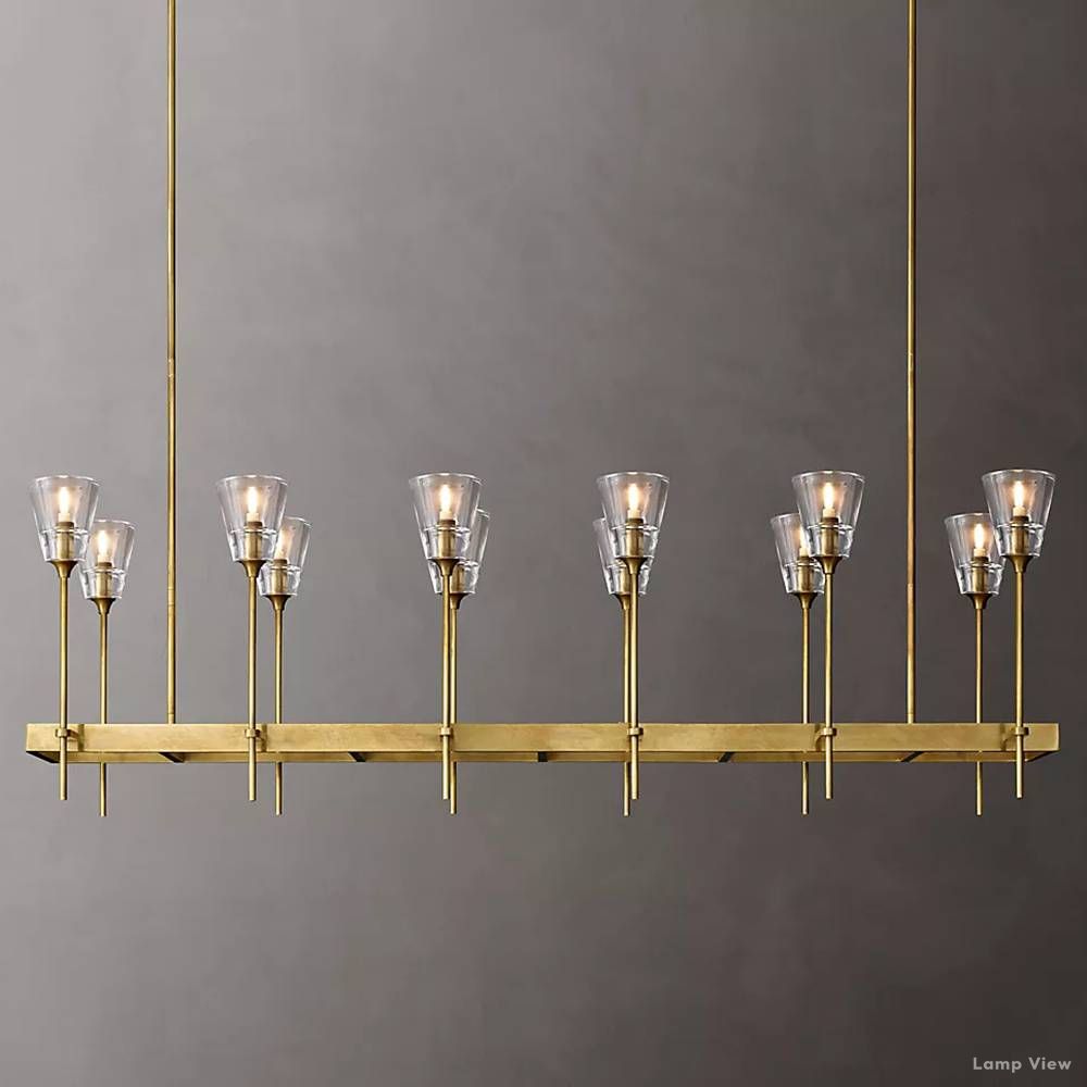Torche Classic Glass Rectangular Chandelier 54"