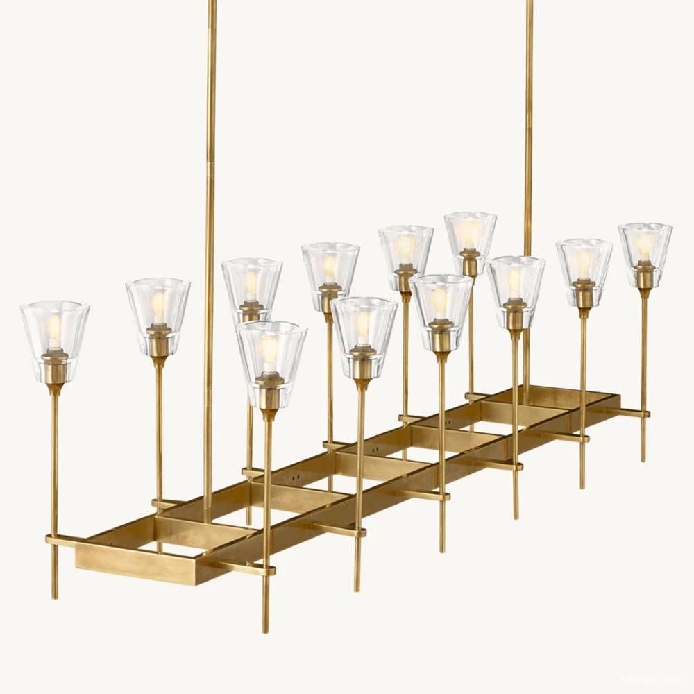 Torche Classic Glass Rectangular Chandelier 54"
