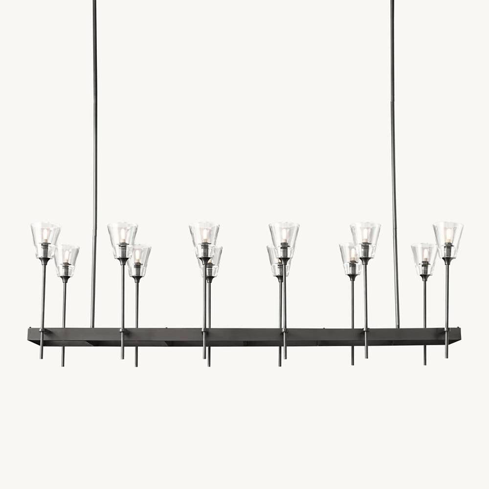 Torche Classic Glass Rectangular Chandelier 54"