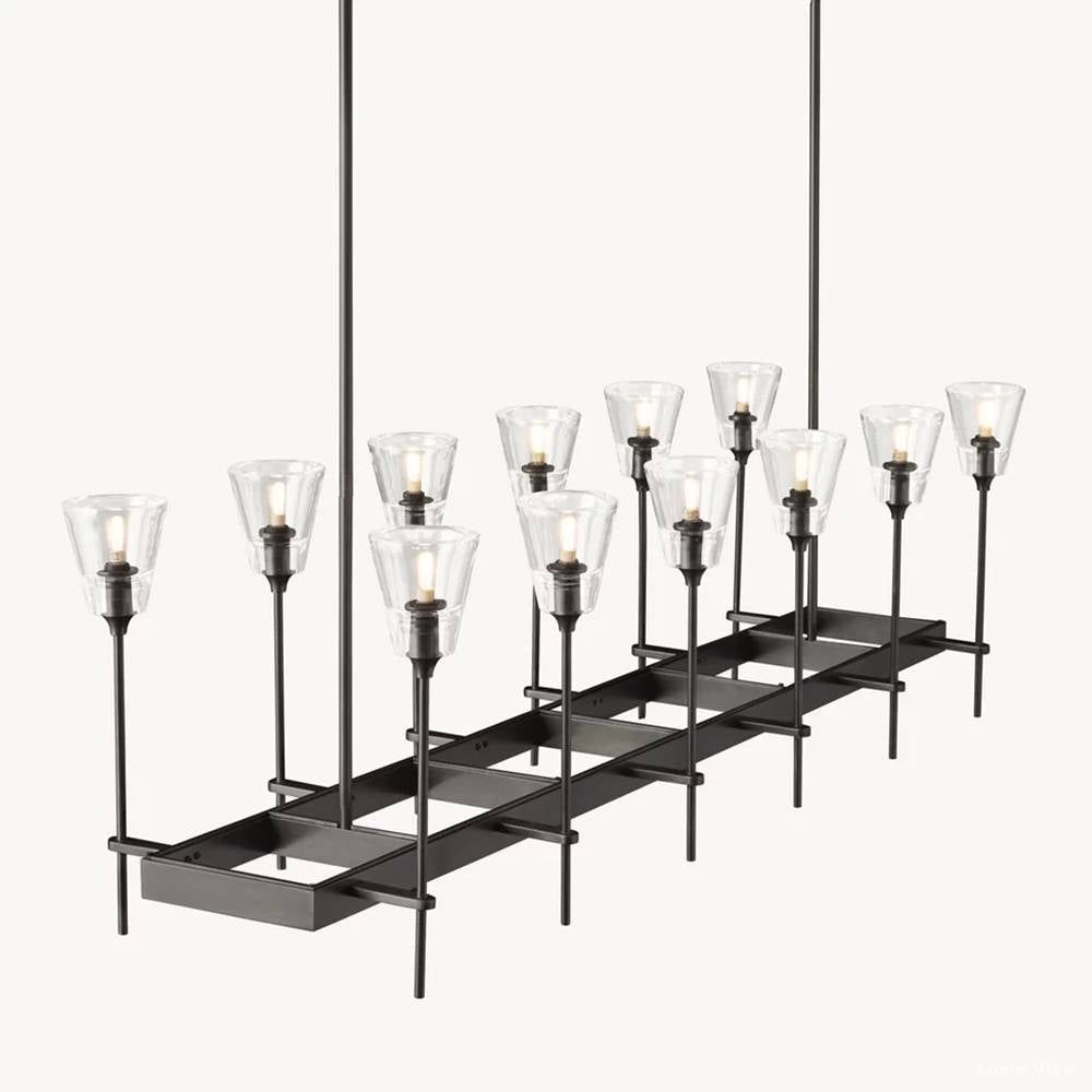 Torche Classic Glass Rectangular Chandelier 54"
