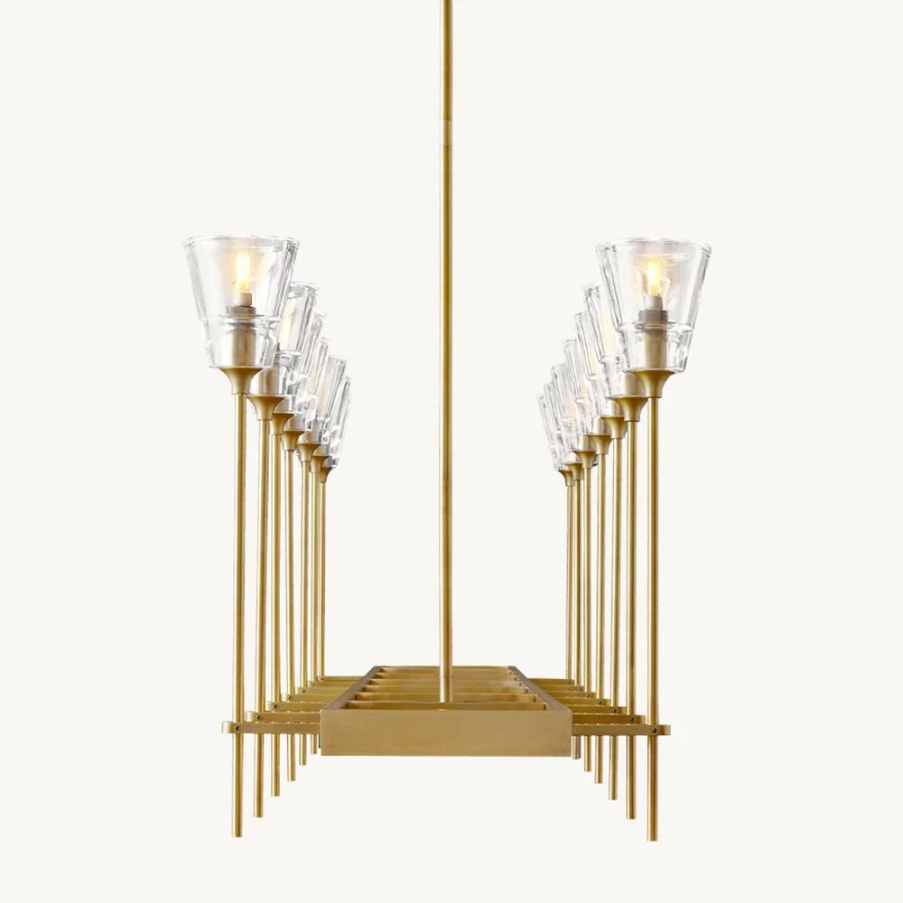 Torche Classic Glass Rectangular Chandelier 67"