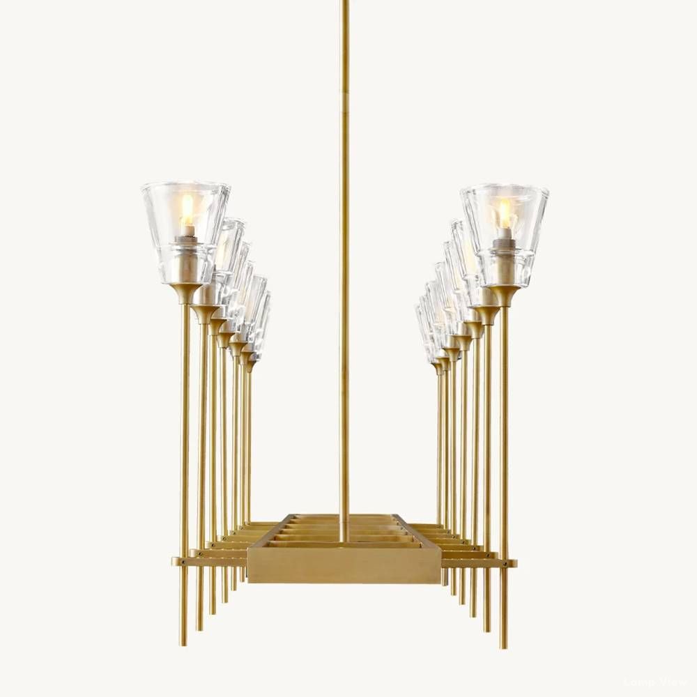 Torche Classic Glass Rectangular Chandelier 54"