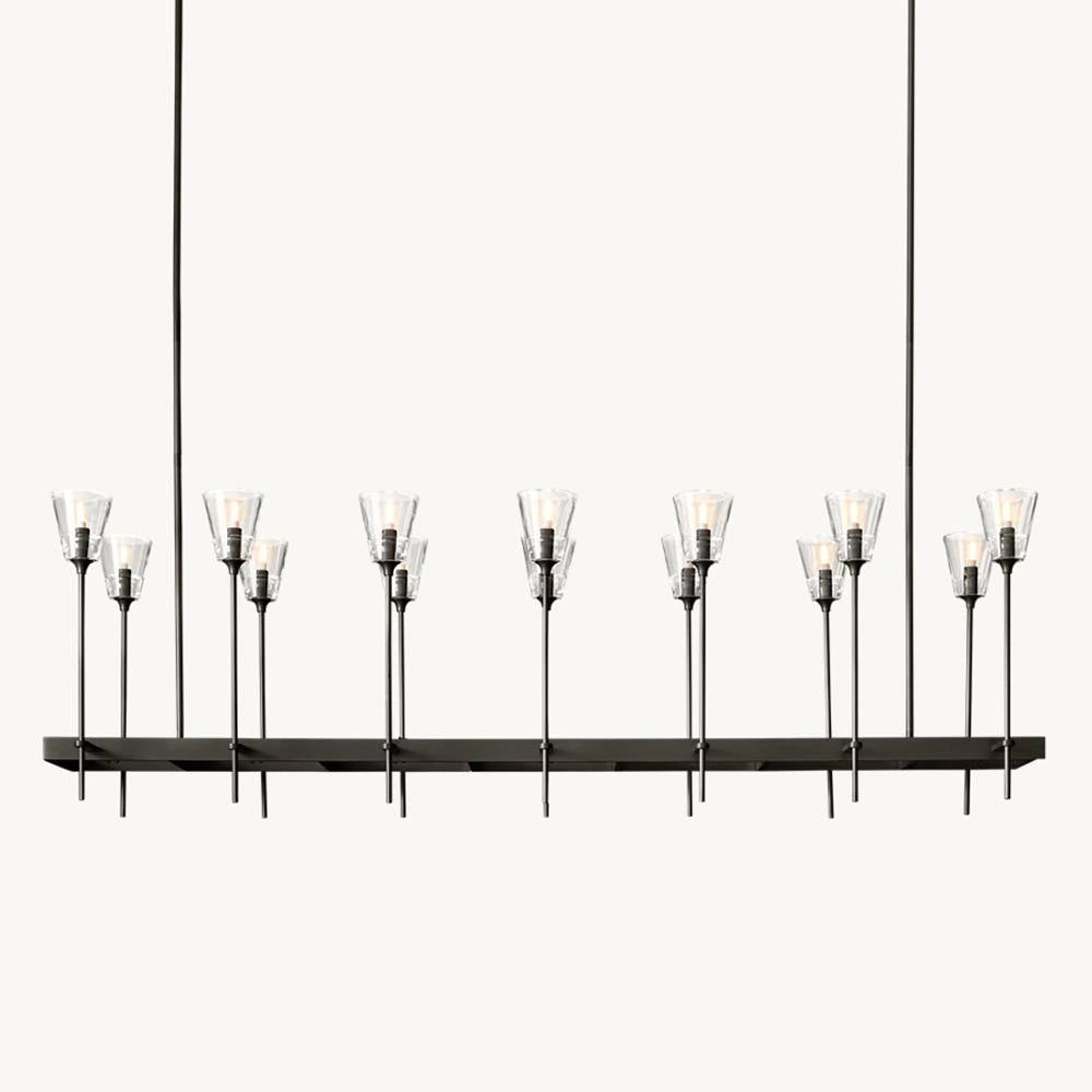 Torche Classic Glass Rectangular Chandelier 67"