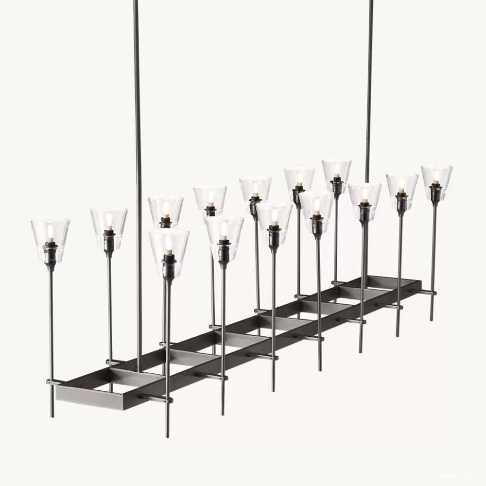 Torche Classic Glass Rectangular Chandelier 67"