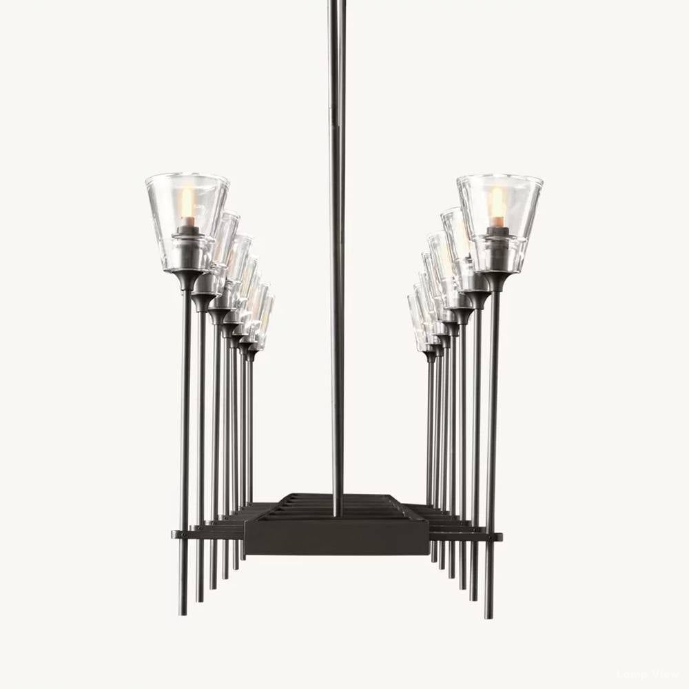 Torche Classic Glass Rectangular Chandelier 54"