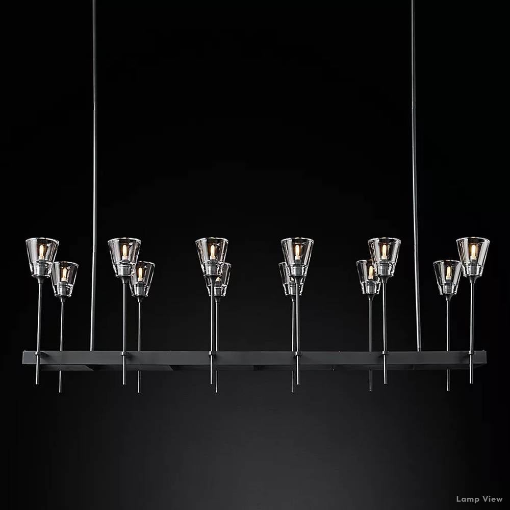 Torche Classic Glass Rectangular Chandelier 54"